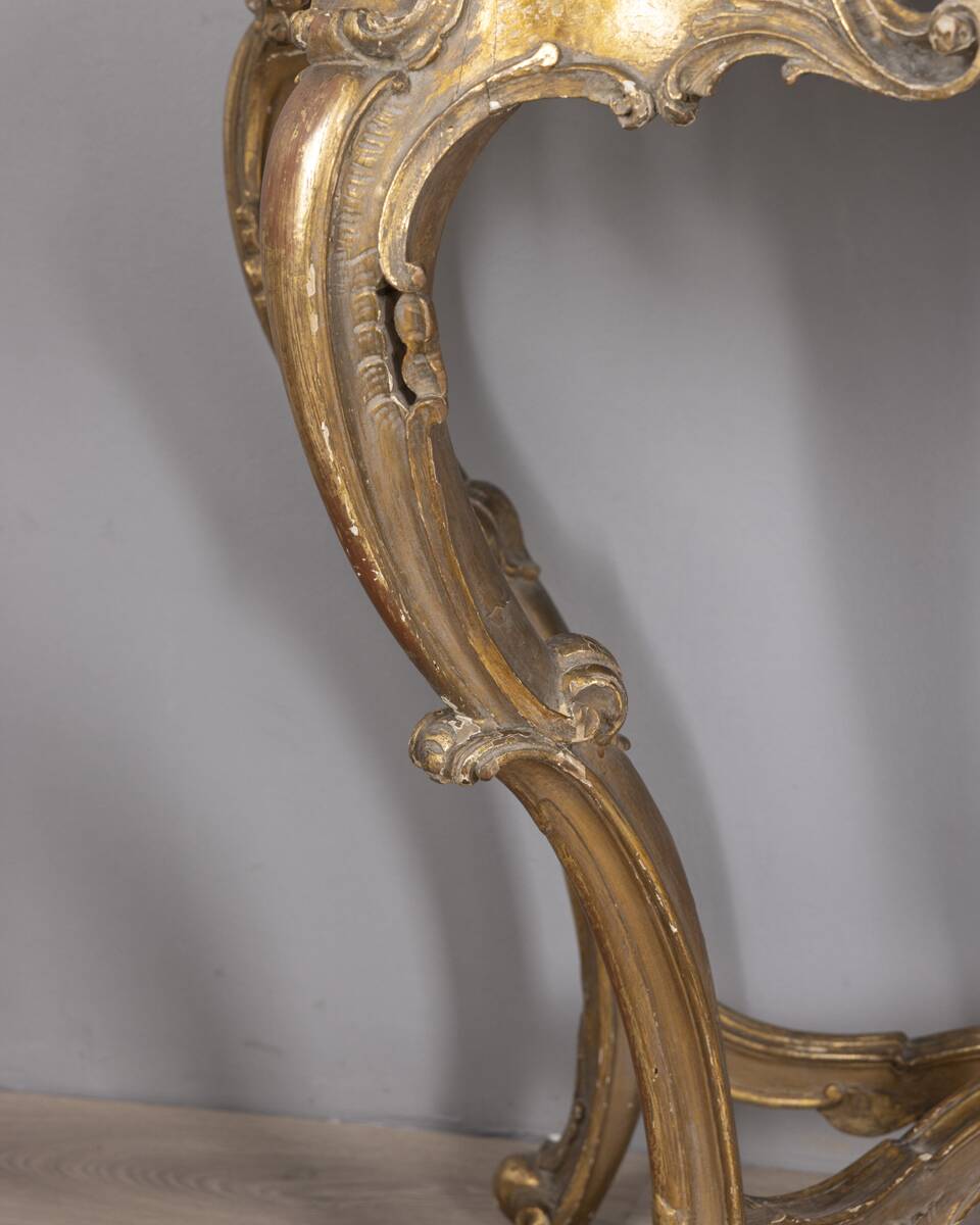 Antique classic console in wood decorated with mirror from the late 19th