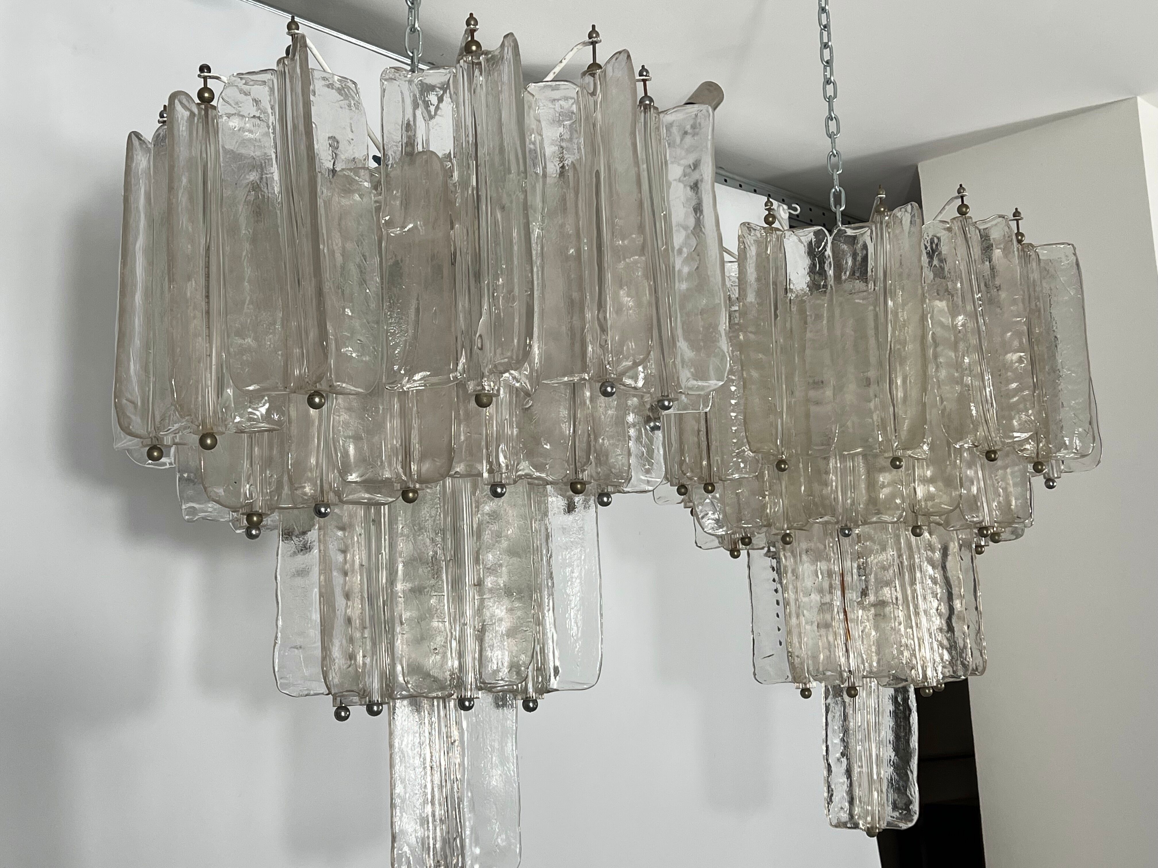 Pair of Murano glass chandeliers by Toni Zuccheri for Venini