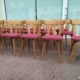Set of 20 vintage wooden bistro chairs with cushions, year 7