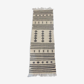 Couloir Kilim blanc et noir 190x62cm