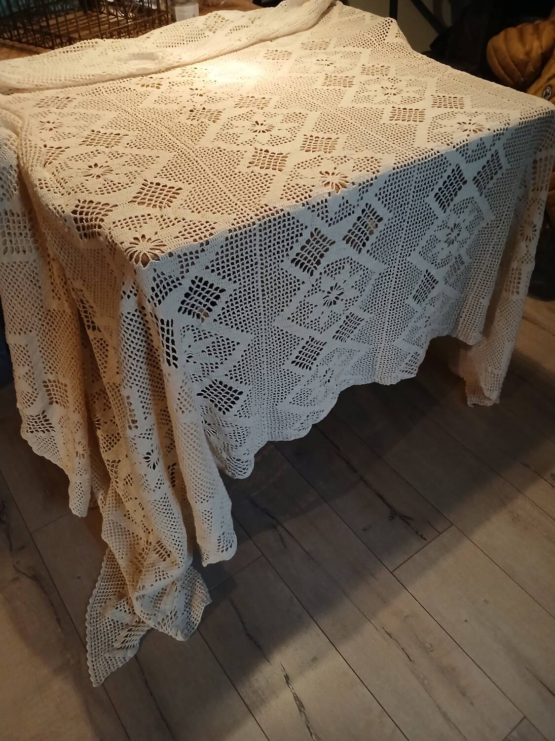 2 antique crocheted bedspreads