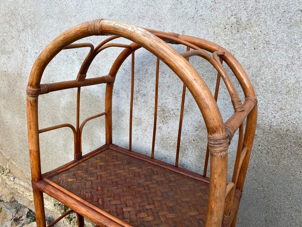 Vintage 70s rattan library