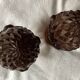 Set of 2 old pine cone shaped wooden tips