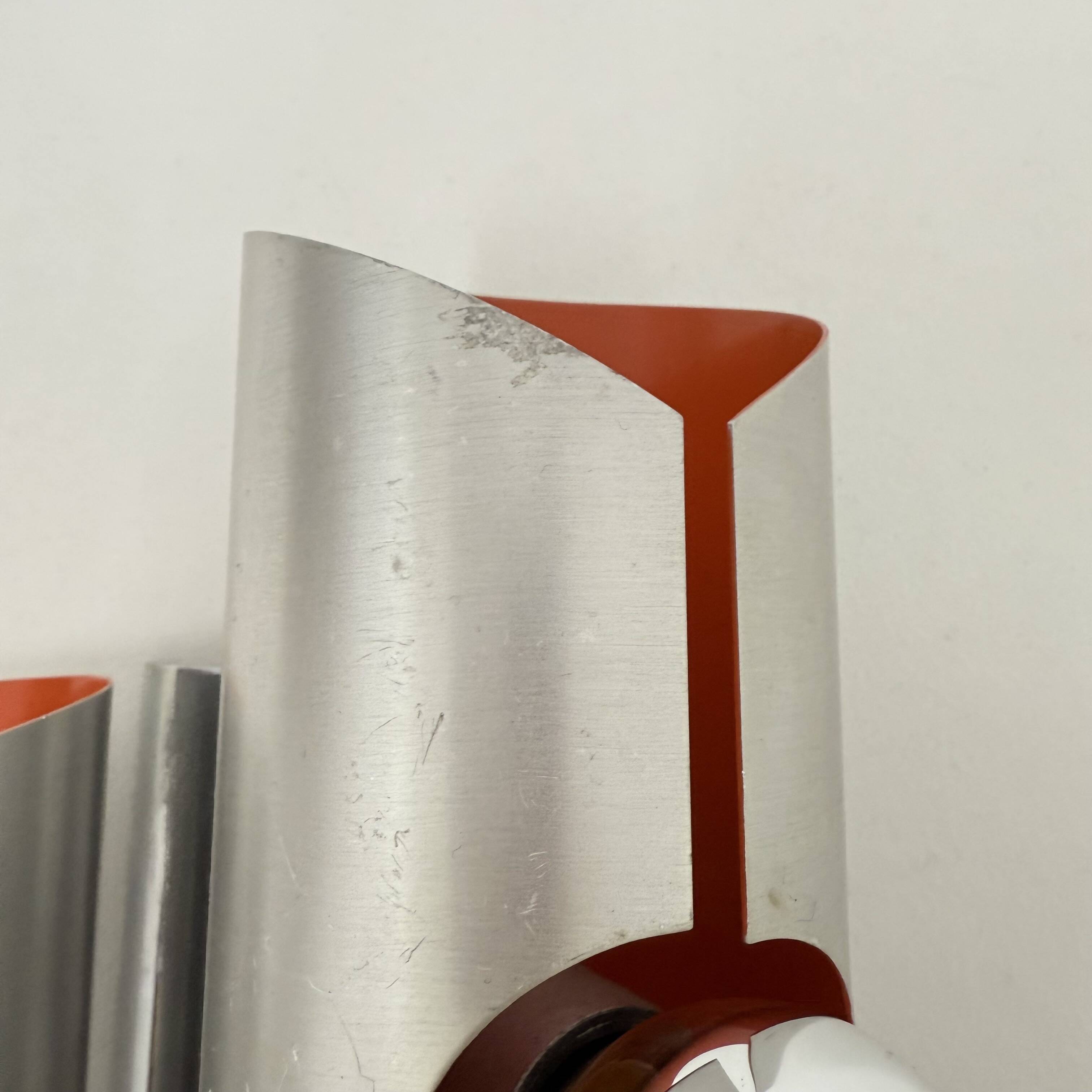 Space age aluminium with orange inside wall lamp sconce , 1970s