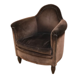 Club armchair in brown fabric
