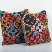 Set of 2 vintage kilim cushion covers 41x41 cm