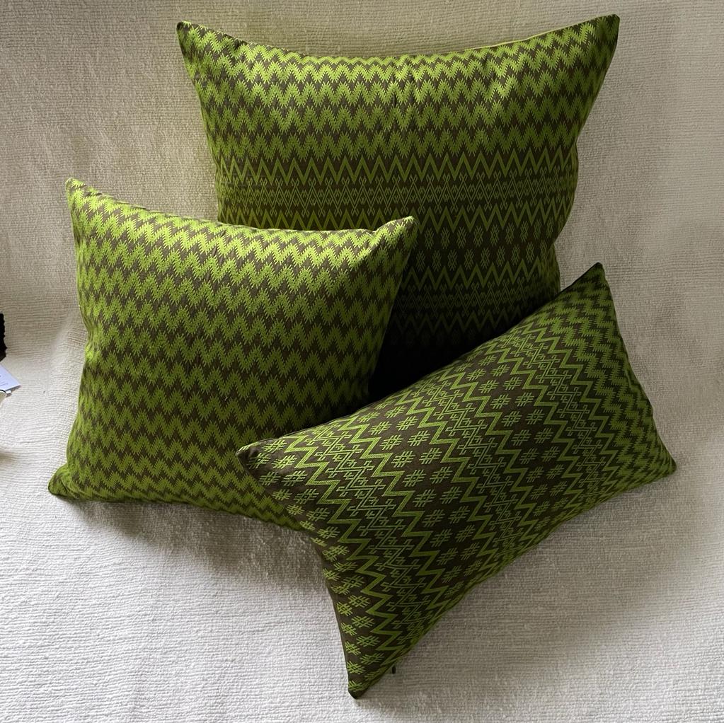 Olive green Kachin cushion 40x40 cm