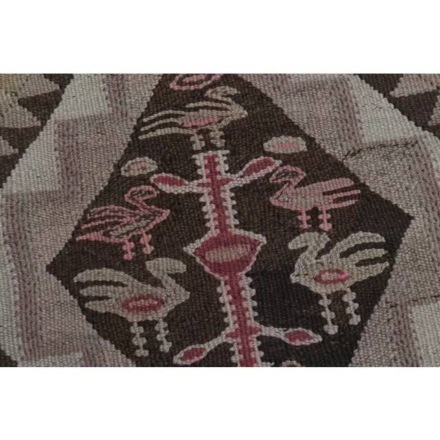 1970s Vintage Turkish Oushak Handmade Wool Cotton Pink Runner Rug 83x276