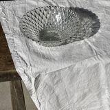 Large classic diamond-tipped glass salad bowl