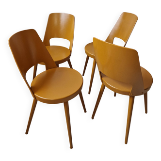 4 Baumann Mondor yellow ochre chairs