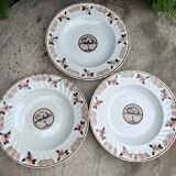 Plat et assiettes art deco, Longwy - décor Maurice