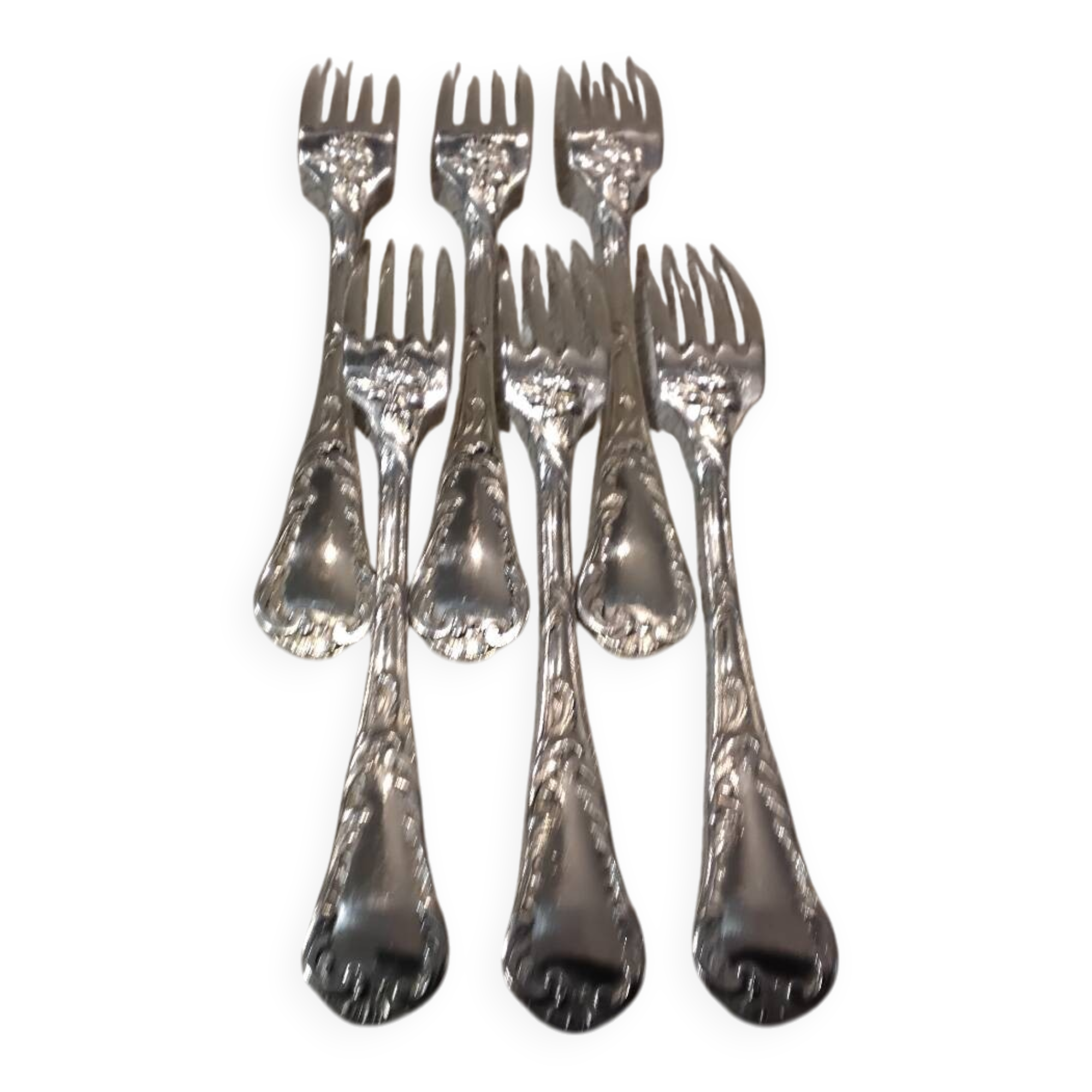 6 silver plated table forks by Christofle Chrysanthemum
