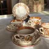 Set of 4 vintage Sarreguemines tea cups and 5 saucers