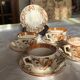 Set of 4 vintage Sarreguemines tea cups and 5 saucers