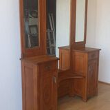 Old dressing table with triple mirror.