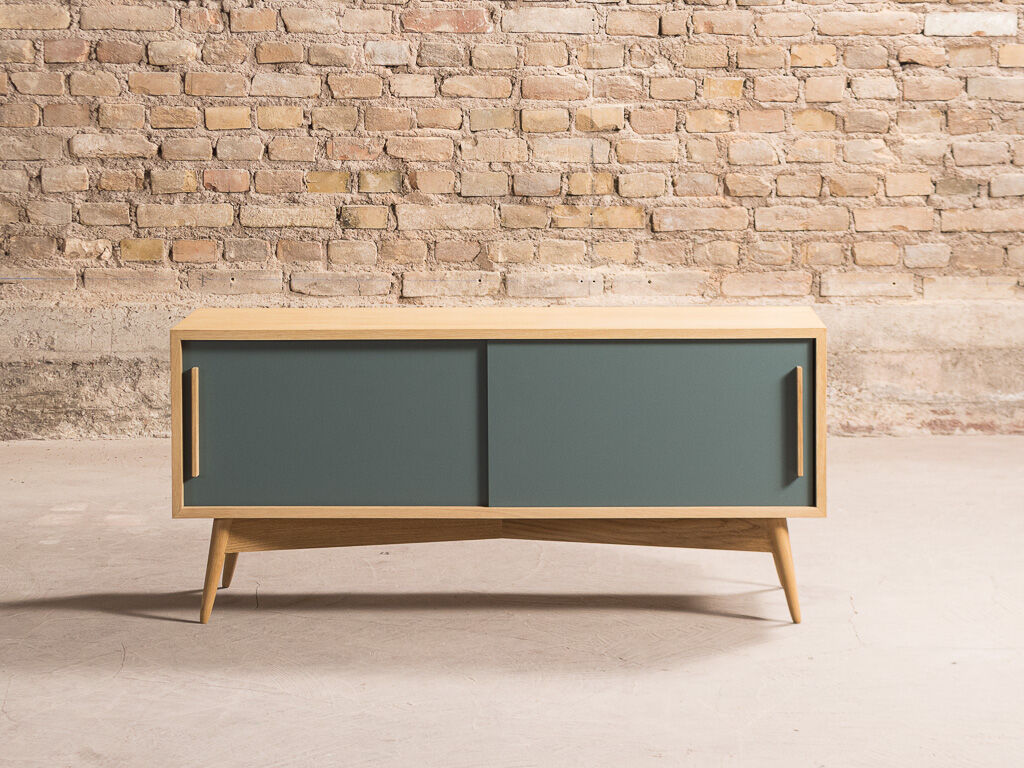 TV stand in oak latte with 2 storage spaces