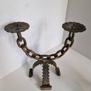 Paire de chandeliers, candélabres brutalistes, années 60-70