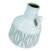 Vase ilkra émail blanc décor sgraffite abstrait modèle n° 2007/20 années 50/60