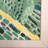 Acrylic on paper by odile trampont (1944). in the garden, 2008