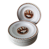 Set of 10 large ironstone plates Art Deco Saint-Amand Water Lily