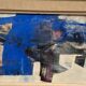 Original Swedish Oil on Panel – "Blue Composition" by Gunnar Nordström – Signed – Vintage and Framed – 24.5 × 18.5 cm (9.6 in × 7.3 in)