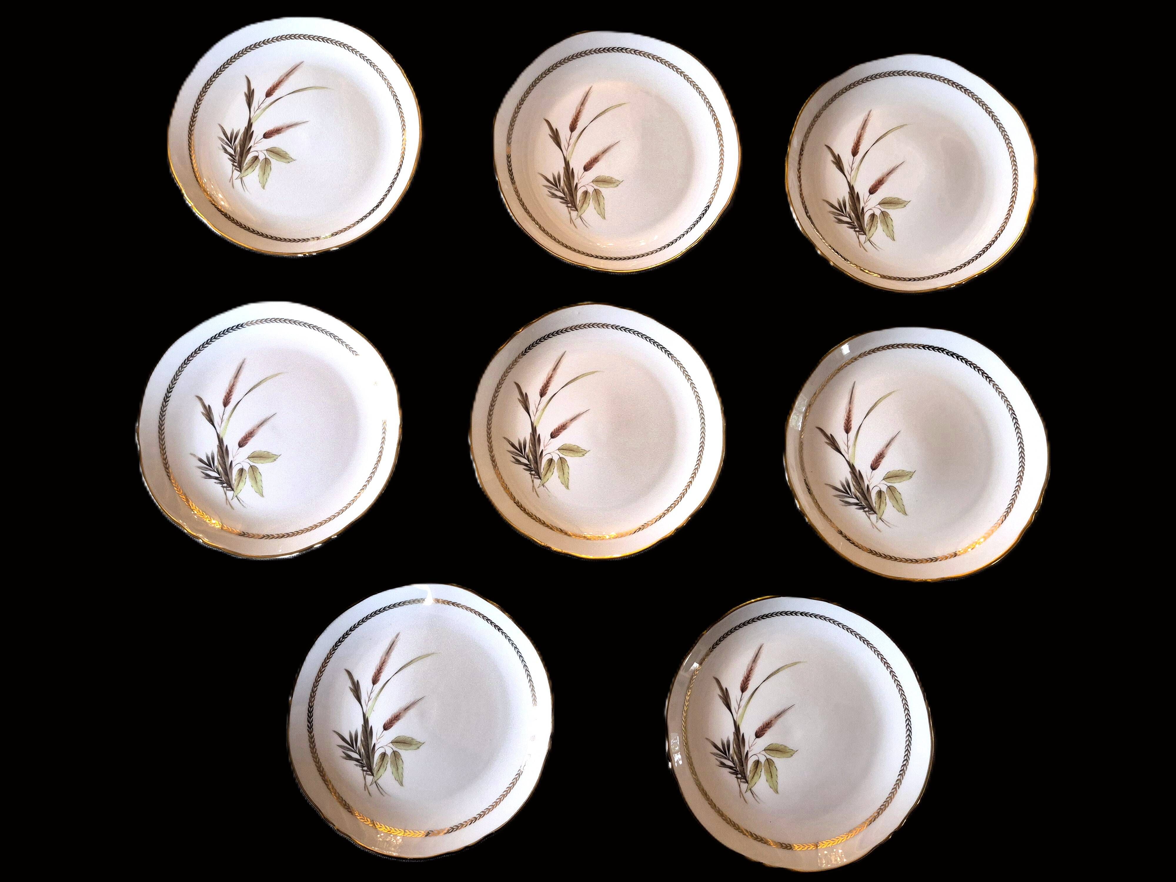 Set of 8 vintage dessert plates in porcelain – Wheat Ear pattern