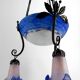 Wrought Iron and Blue Glass Paste Chandelier, Art Deco, France