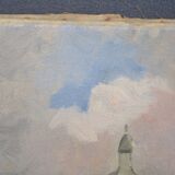 Antoine Burger (1942-2016) L'église - Huile sur toile - Signée