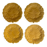 4 flat ceramic plates Barbotine
