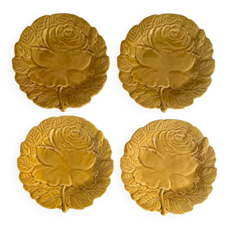 4 flat ceramic plates Barbotine