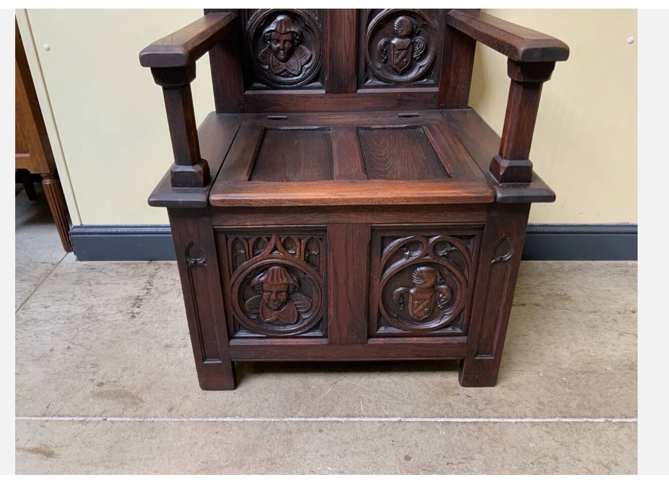 Antique - Chest Bench, - Neo-Gothic