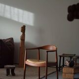 Hans J. Wegner, Teak and leather armchair, model "The Chair" JH501, 1950s