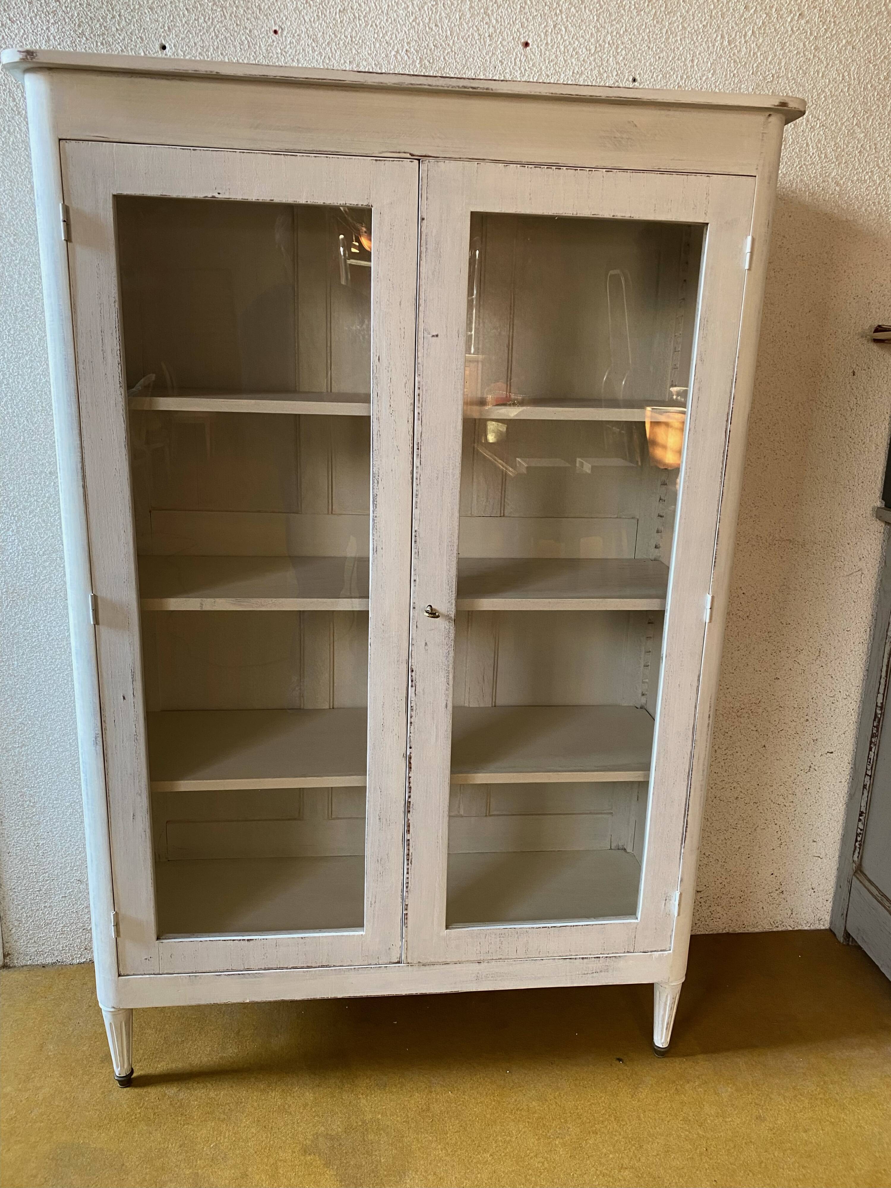 Painted glass bookcase, early 20th century
