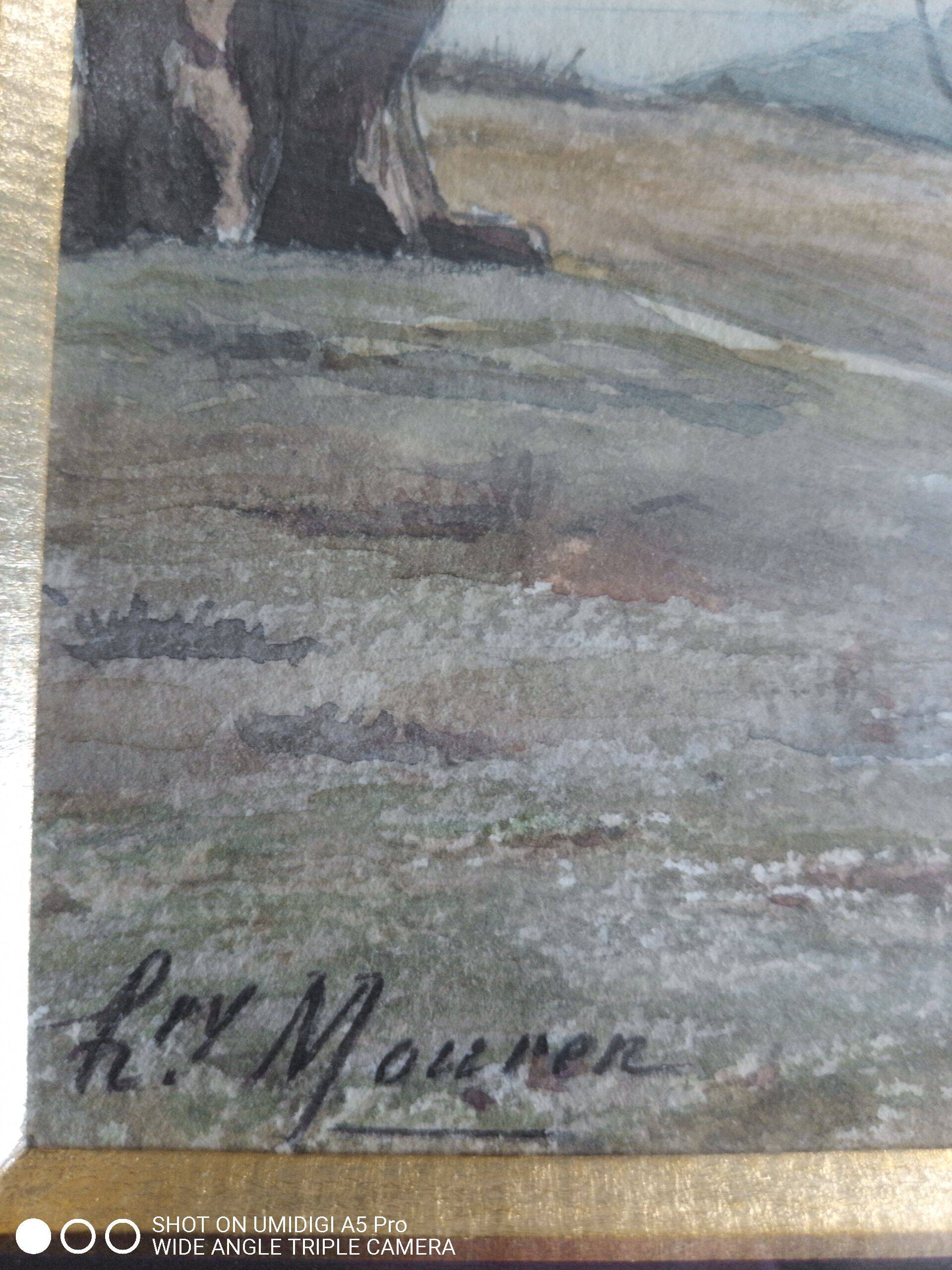 Henri Laurent Mouren (1844-1926) - watercolour 28 x 18.5 cm - DELF frame