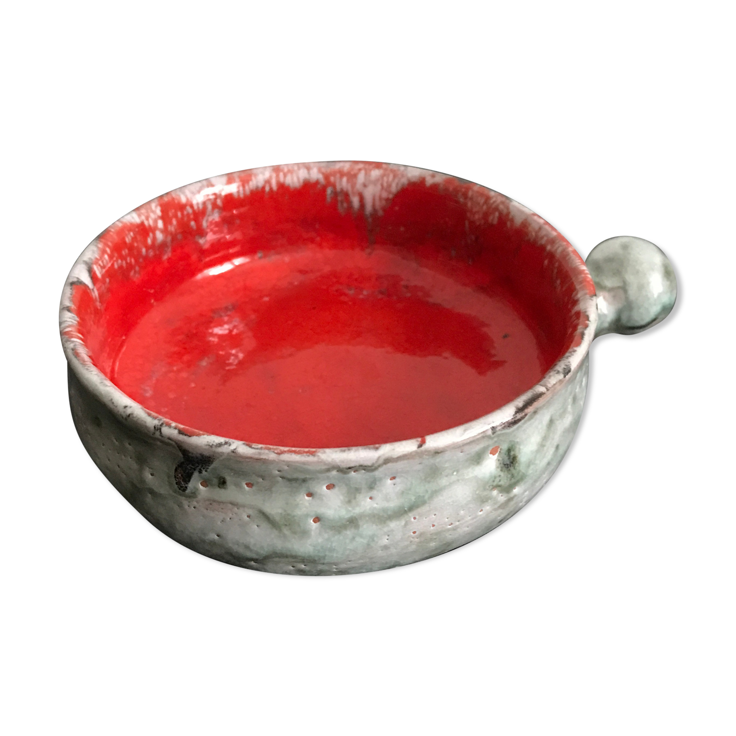 Caquelon, ceramic pan signed Arlette Rioux Juan