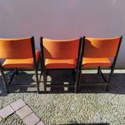 6 chaises vintage bois et tissu orange