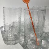 6 Orangeade long drink glasses in crocodile relief