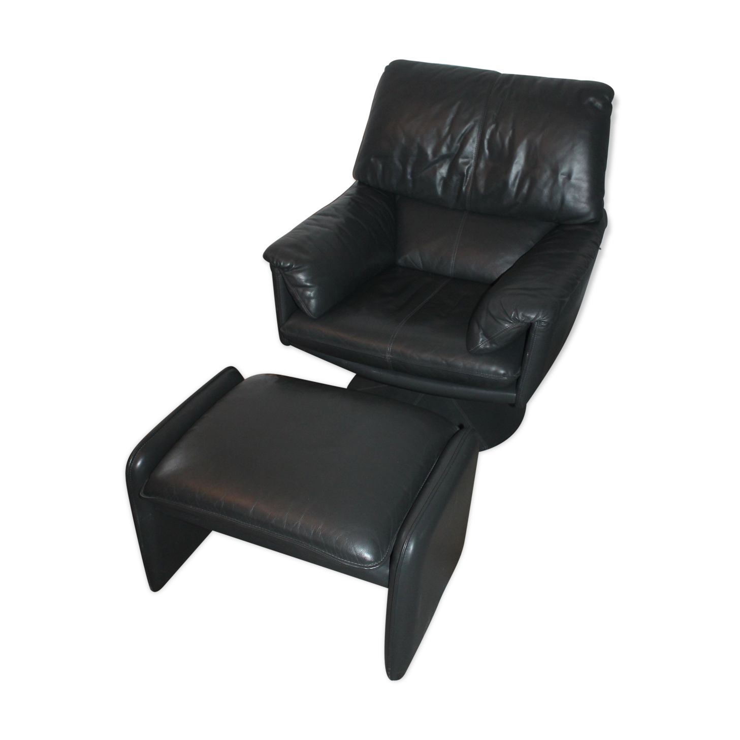 Fauteuil et ottoman cuir Leolux par Axel van Enthoven