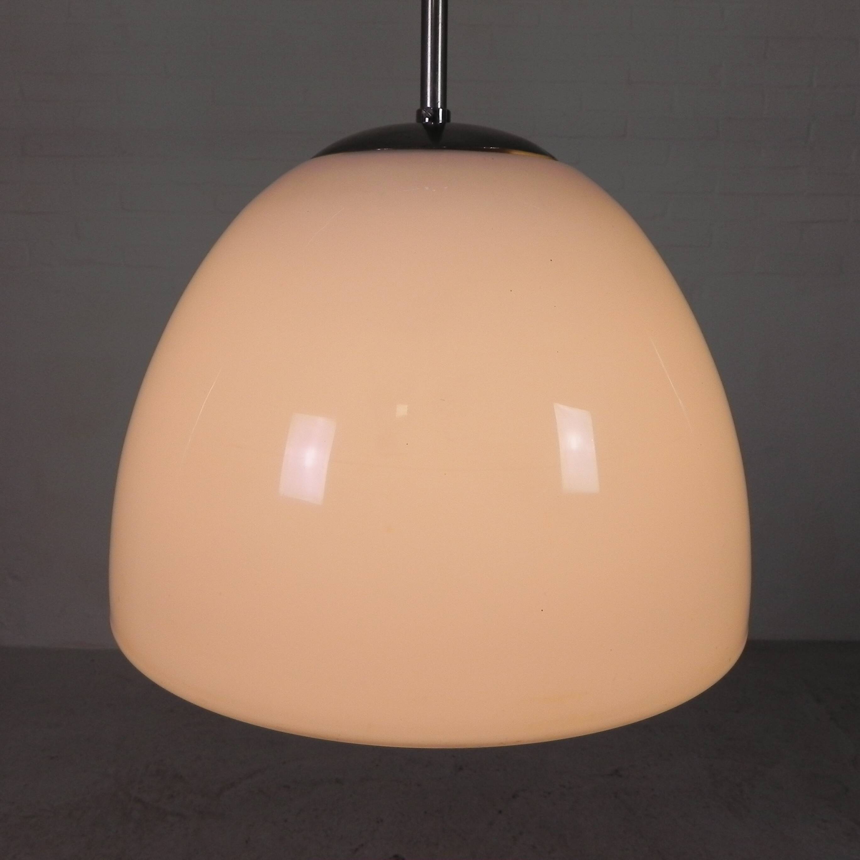 Old school lamp with large glass ball in opal glass, 1930s