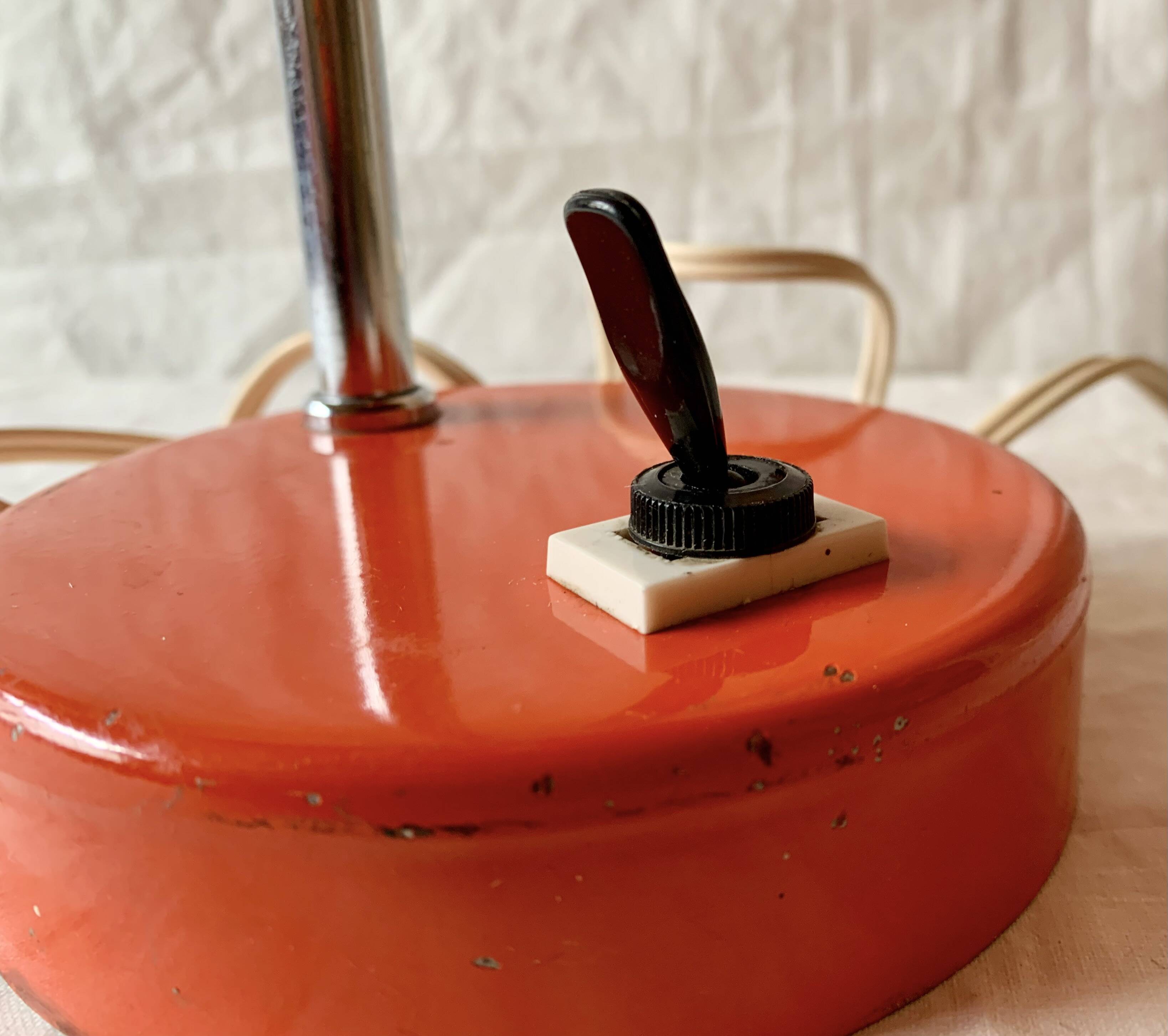 Vintage desk lamp in orange lacquered metal