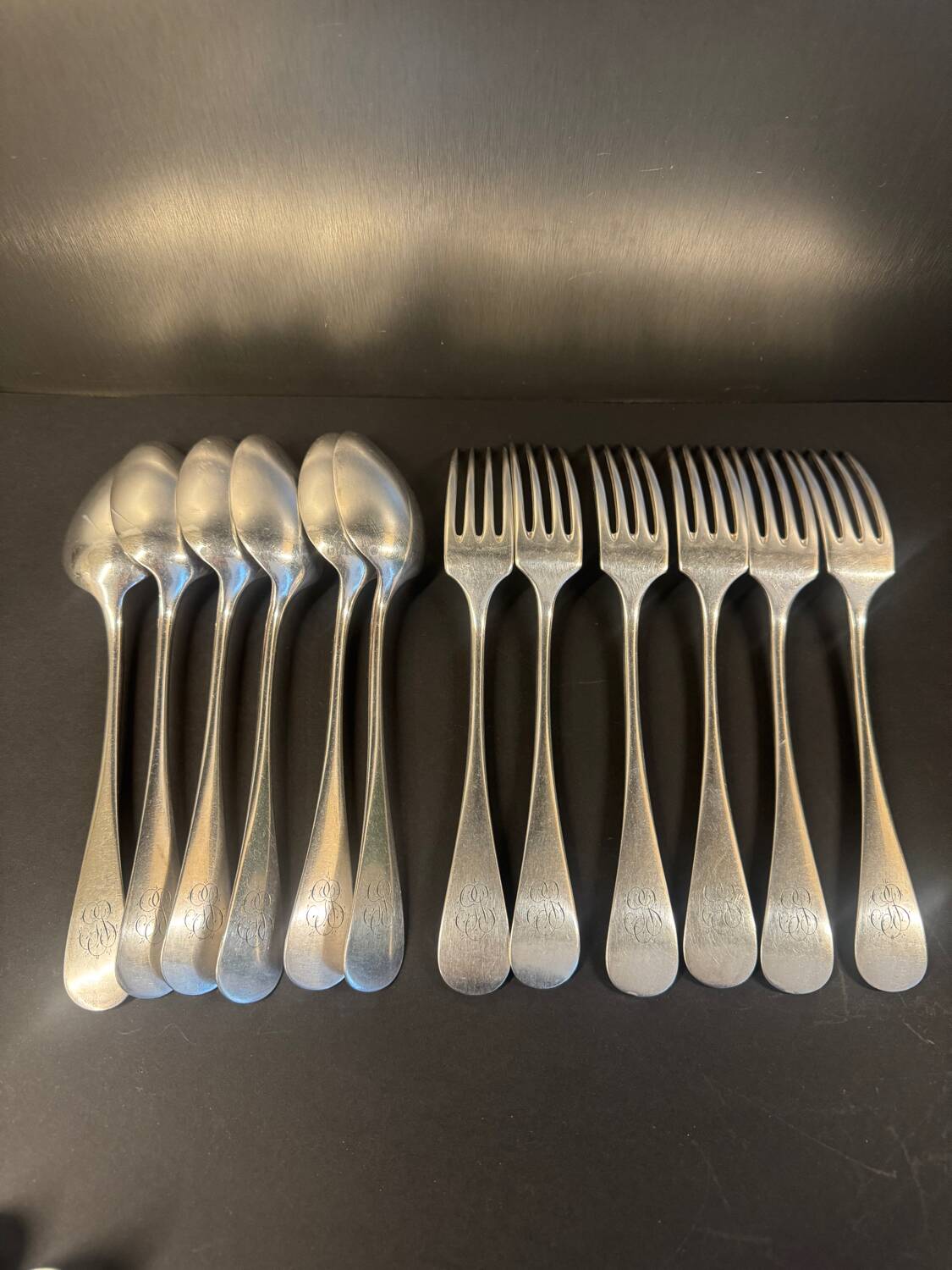 Set of 12 antique silver-plated cutlery – Afenide Manufacture