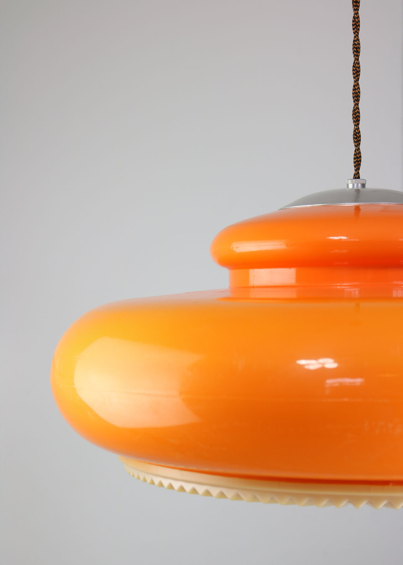 Mid-century acrylic italian orange pendant lamp