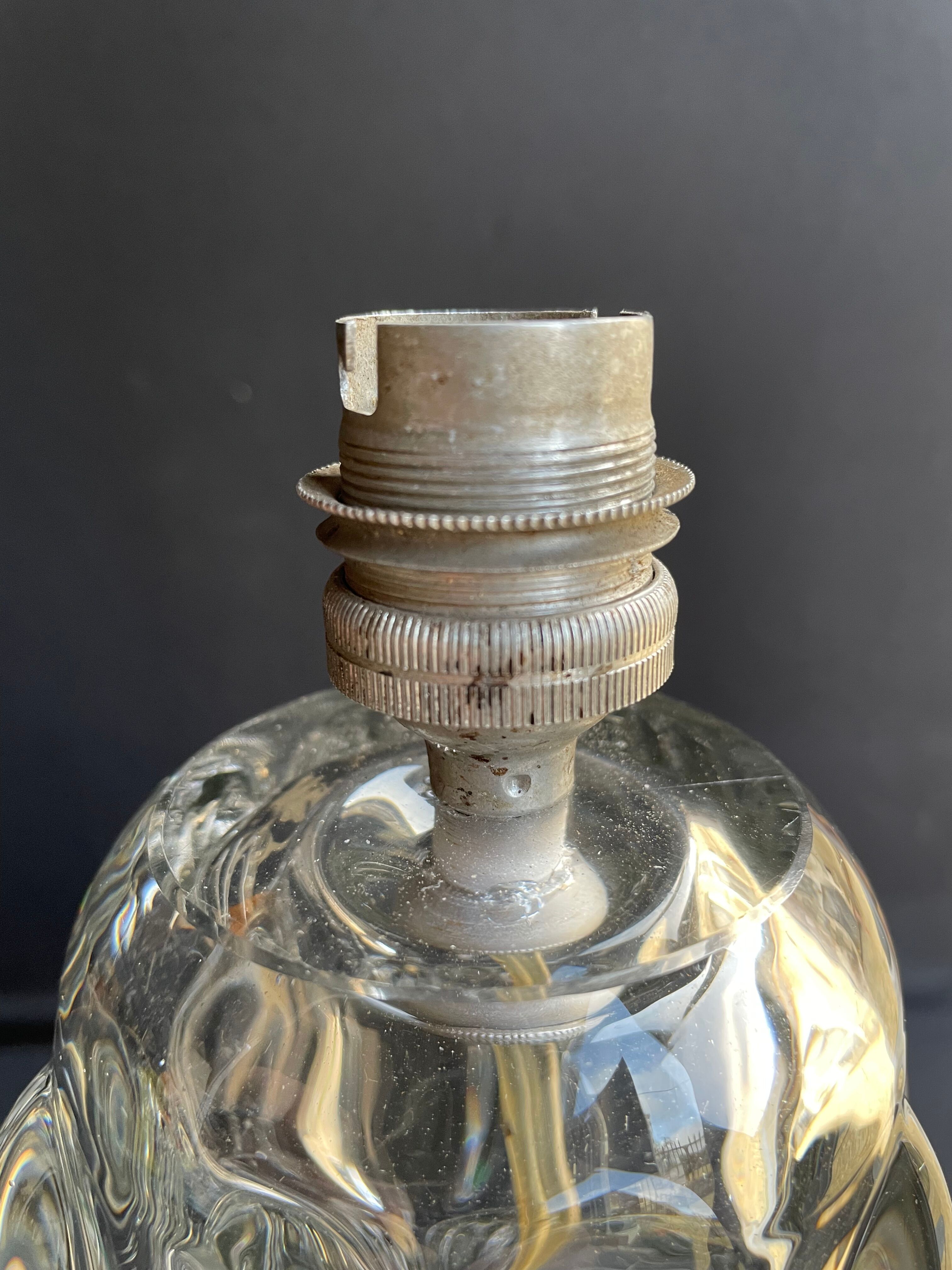 Schneider Glassworks - Important Lamp Foot - Molded Crystal - Conical with Godrons