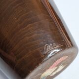 Decorative vase in turned and carved wood, signed "C. Léal", 30 cm