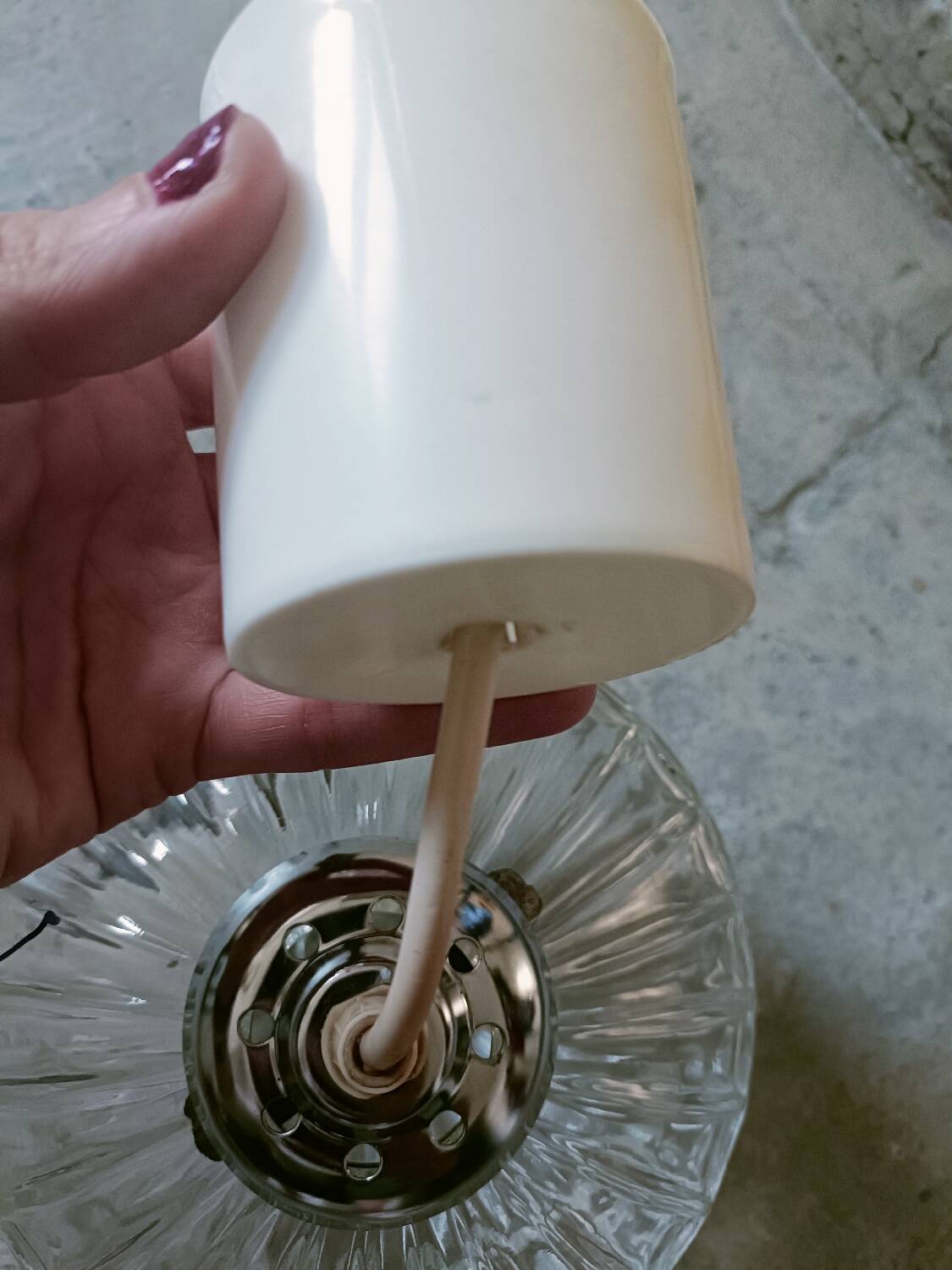 Vintage molded glass pendant light