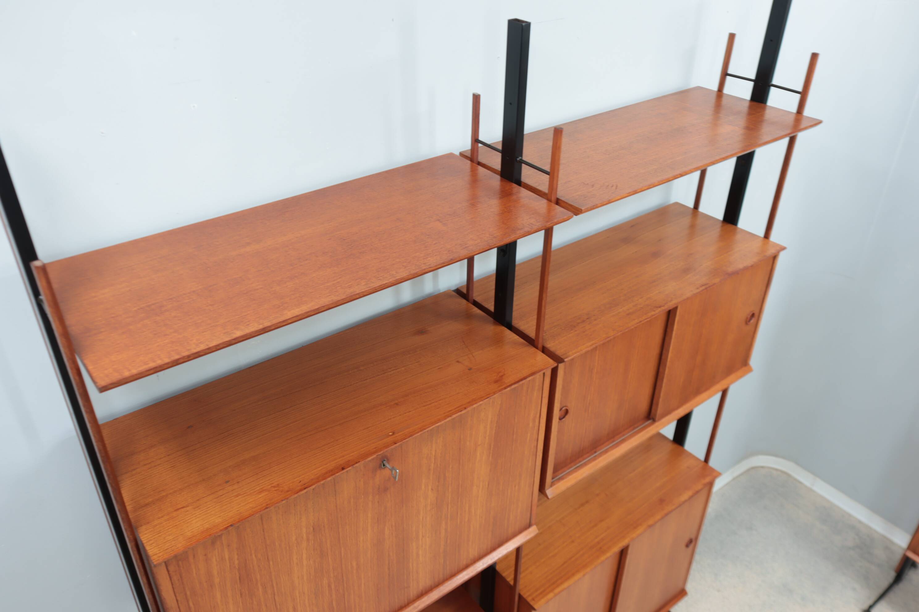 Mid century modular blonde teak bookcase 1960s