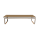 Table basse vintage en métal chromé et en verre fumé