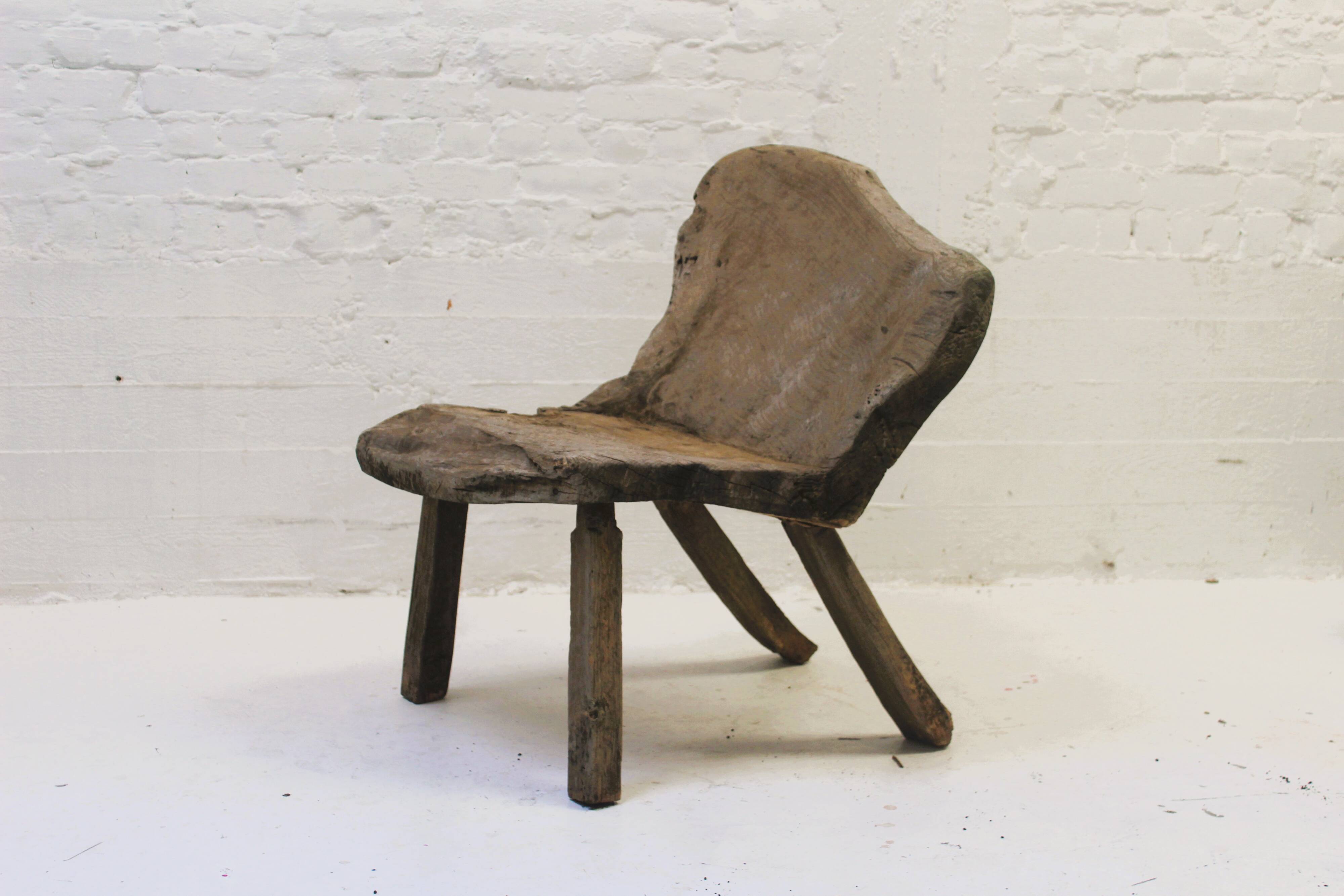 Siège Wabi Sabi robuste en bois massif, 1950