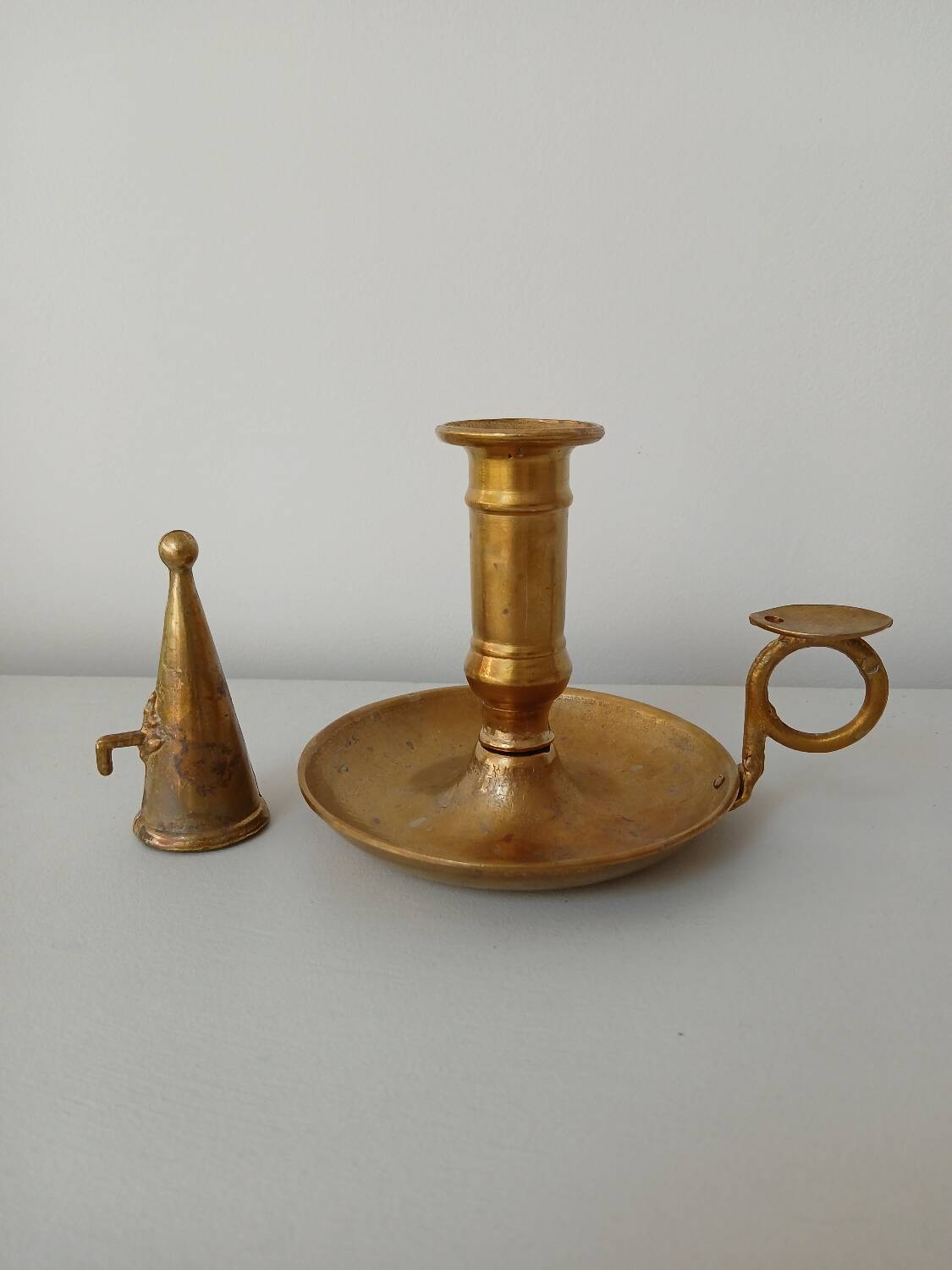 Set of 2 brass cellar rat candlesticks