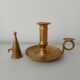 Set of 2 brass cellar rat candlesticks